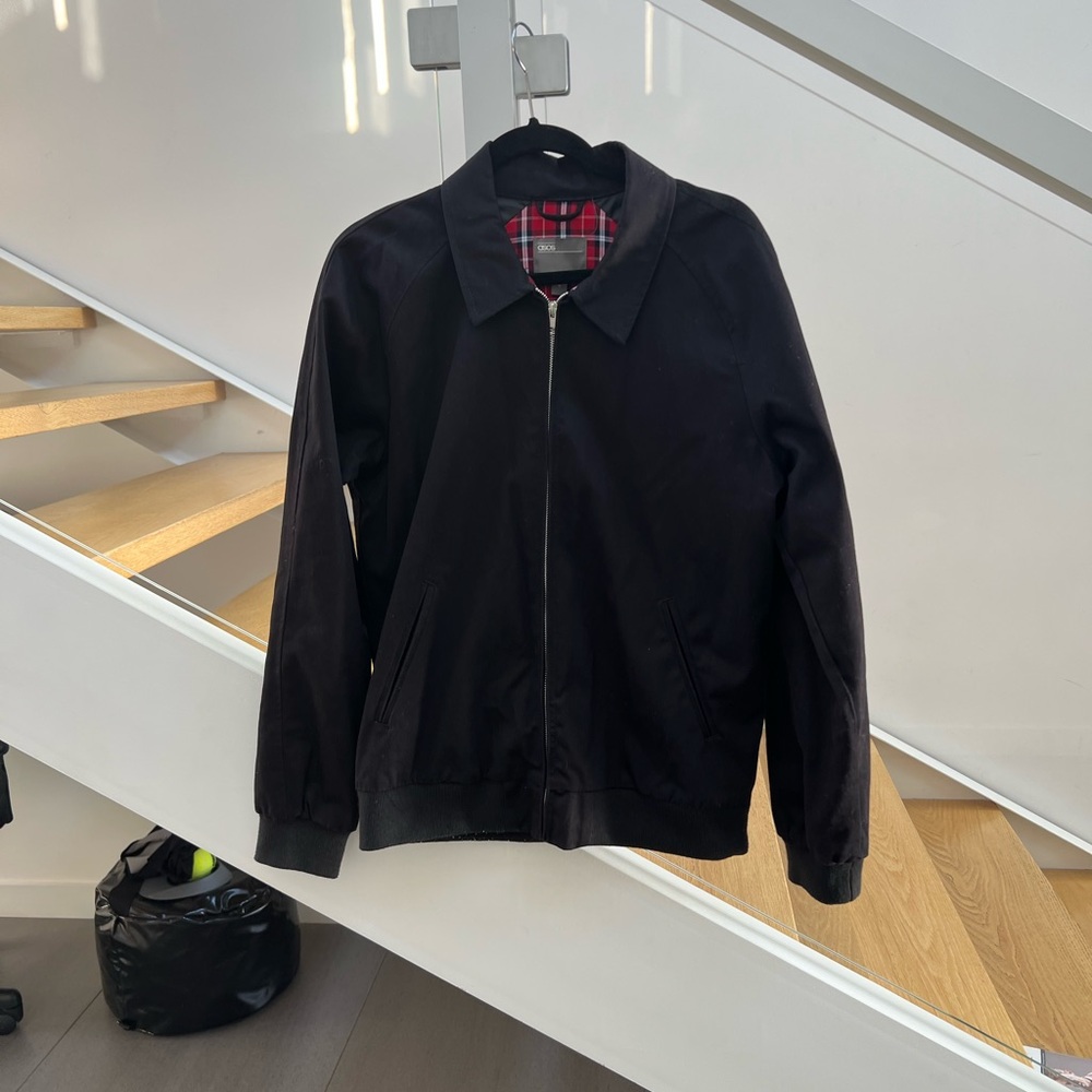 Black ASOS Jacket with Plaid Lining